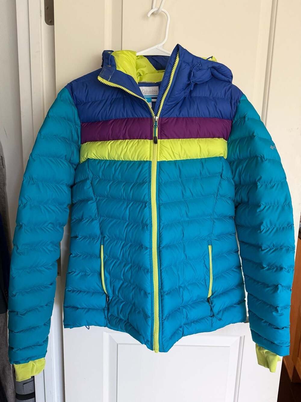 Columbia Tillamook Trail Womens Insulated Puffer Hooded Jacket Teal Blue Size L